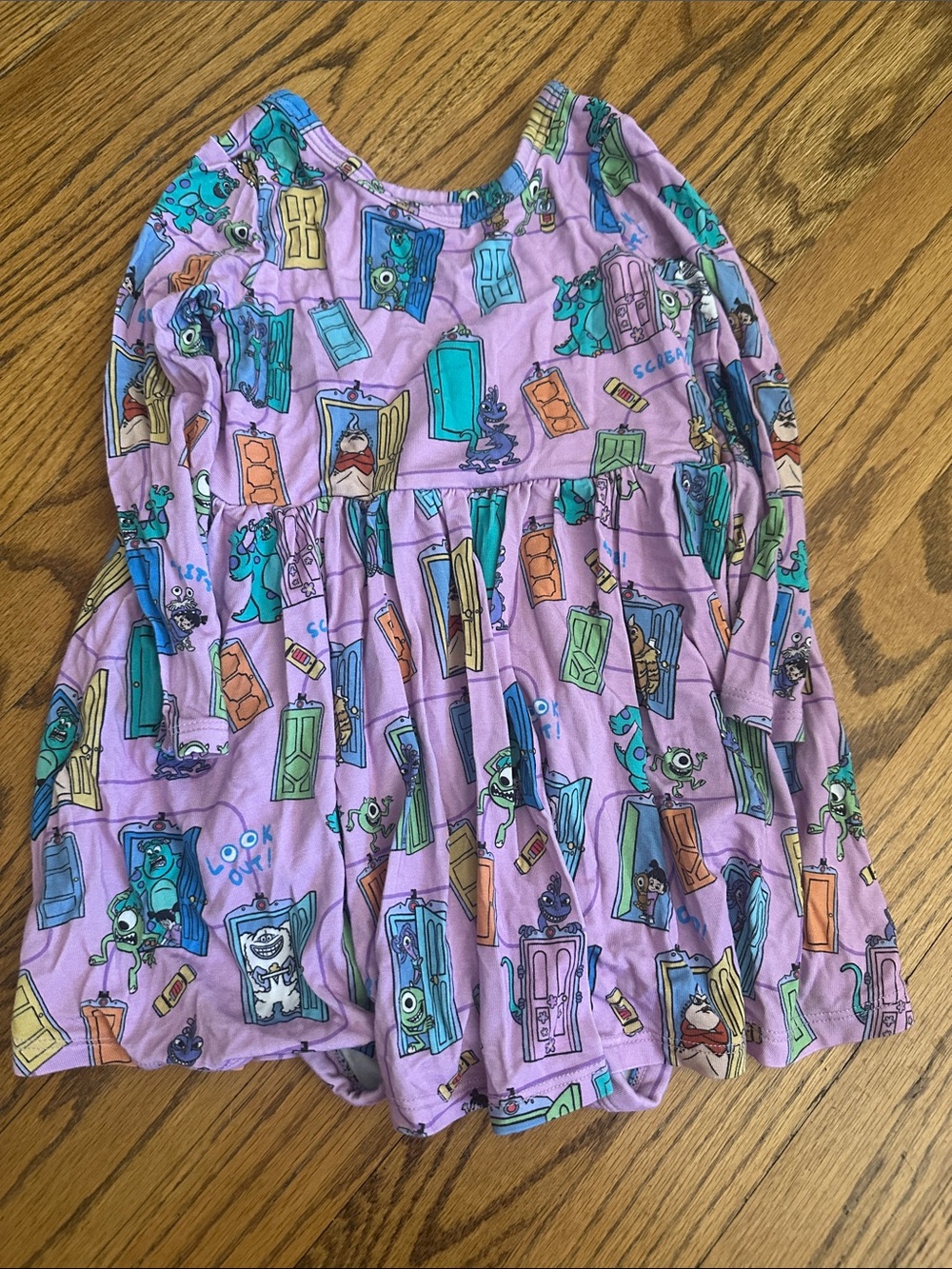 Little Sleepies Girls Purple Monsters, Inc.  Body Suit Long Sleeve Dress